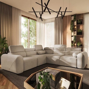 Ecksofa mit Schlaffunktion Cantare III beige links komfortables und stilvolles Ecksofa für das Wohnzimmer zwei Container für Bettzeug