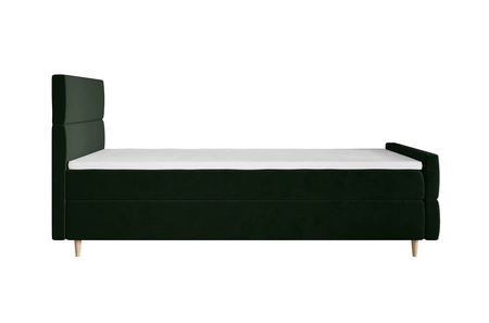 Boxspringbett Benet 100x200 flaschengrün im modernen skandinavischen Stil mit gepolstertem Kopf- und Fußteil Bett mit Staukasten