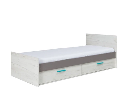 Bett mit Schubladen Rest 90x200 cm Eiche Handwerk weiß / Esche modernes Design Bett Kante mit speziellen ABS-Furnier fertig