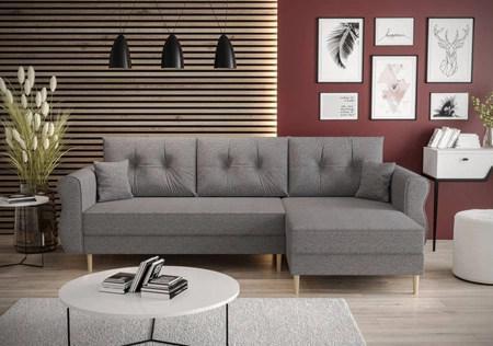 Ecksofa mit Schlaffunktion Wilkins Esche grau rechtshändig Stilvolles und modernes Design, das sich in jede Einrichtung einfügt