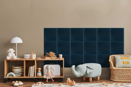 Gepolstertes Paneel Quadra 50x50 cm marineblau stilvolles Wandpaneel quadratischer Veloursstoff modisches Finish für jede Einrichtung