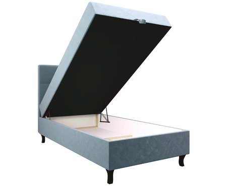 Boxspringbett Melba 100x200 türkis Bett im modernen skandinavischen Stil mit gepolstertem Kopfteil Bett mit Staukasten