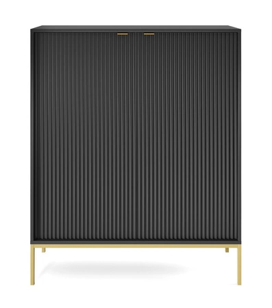 Kommode Lovro 104 cm schwarz modernes Design Kommode mit Gold-Accessoires bereichert wird Liebhaber der expressiven Interieur begeistern
