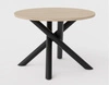 Runder Tisch Lyon 110 cm Eiche lindberg / schwarz Designer-Esstisch auf Metallspinnenbeinen höhenverstellbar