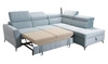 Ecksofa mit Schlaffunktion Rava III blau rechts Samt komfortables Ecksofa mit verstellbaren Kopfstützen und Bettzeugcontainer