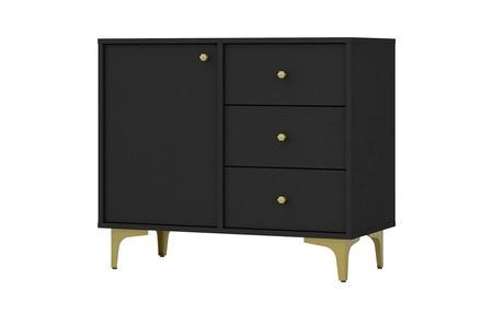 Wohnzimmer-Möbel-Set Kioto I schwarz Graphit stilvolles Design elegante Möbel auf einem Metall goldenen Basis subtilen Griffe unterstützt