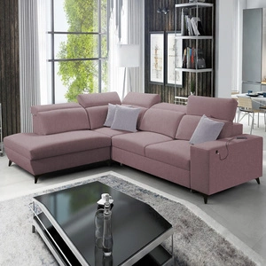 Ecksofa mit Schlaffunktion Kelly Sleek VII lavendel rosa linke Seite geflochten bequem und funktional Ecksofa für Wohnzimmer