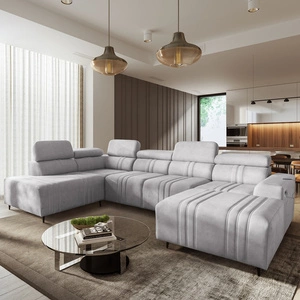 Ecksofa mit Schlaffunktion Castel VI grau Esche rechts komfortables und elegantes Ecksofa mit zwei Bettkästen