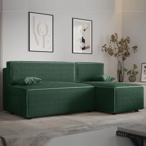 Ecksofa mit Schlaffunktion Brandon grün rechte Ecke dreidimensionaler Stoff mit ausdrucksstarkem Streifen Bettzeug Container