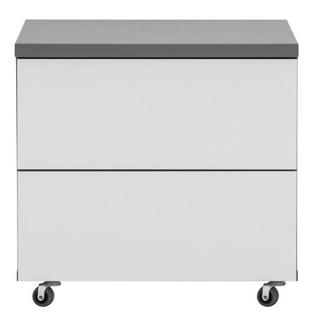 Büromöbelset Yugo in Esche grau/weiß glänzend, ideal für ein Büro oder Arbeitszimmer in einem trendigen und modernen Stil