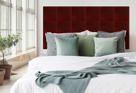 Gepolstertes Paneel Quadra 50x50 cm burgunderfarbenes stilvolles Wandpaneel quadratischer Veloursstoff modisches Finish für jede Einrichtung