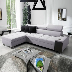 Ecksofa mit Schlaffunktion Dafni Grau-Popiel linksseitig geflochten bietet Komfort und Funktionalität während der täglichen Erholung