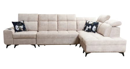 Ecksofa mit Schlaffunktion Buffalo XI dunkelbeige rechte Ecke Schlafsofa mit drei Bettkästen Velourstoff