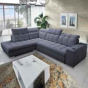 Ecksofa mit Schlaffunktion Luigi VII graphit links komfortables Ecksofa in moderner Form
