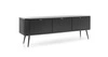 RTV Schrank Zoya 168 cm schwarz modernes Design Körper auf Metallbeinen geriffelte Front charakteristische ovale Form gesetzt