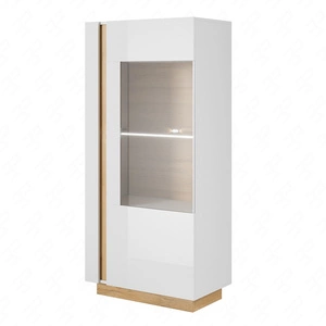 Unterschrank Adria 72 cm weiß glänzend / Eiche grandson modernes Design Kanten mit einem speziellen Furnier beendet Elemente aus Sicherheitsglas