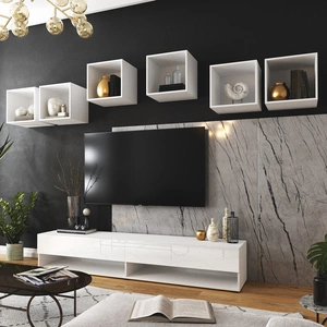 Hängeschrank Lindos weiß / weiß glänzend stilvolles Design, das zu jeder Innenwand passt RTV-Schrank mit Aufhängemöglichkeit