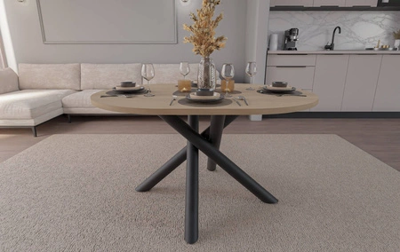 Lyon Tisch 100x138 cm Eiche lindberg / schwarz stilvoller Esstisch auf Designer-Spinnenbeinen höhenverstellbar