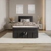 Boxspringbett Casey 90x200 grau Bett im modernen skandinavischen Stil mit gepolstertem Kopfteil Bett mit Staukasten