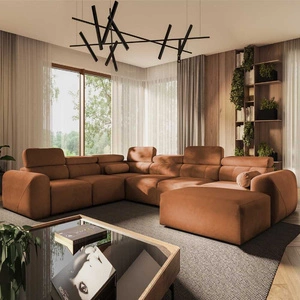 Ecksofa mit Schlaffunktion Cantare VIII ziegelrot rechts geschmackvolles Ecksofa mit verstellbaren Kopfstützen Bettzeugcontainer