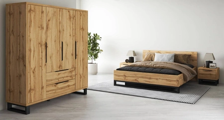 Bett Halle S 180x200 mit Bettzeugablage Eiche wotan stilvolles Design ideales Bett für Schlafzimmer hochwertige Verarbeitung