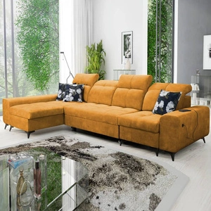 Ecksofa mit Schlaffunktion Buffalo XII gelb links stilvolles und funktionelles Ecksofa mit Bettkasten