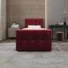 Boxspringbett Manhattan 100x200 dunkelrot im modernen skandinavischen Stil mit gepolstertem Kopf- und Fußteil und Staukasten