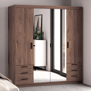 Rene Kleiderschrank 176 cm Eiche lefkas stilvolles Design ABS Einfassung Kleiderschrank mit Spiegel für Schlafzimmer oder Garderobe Zimmer geräumige Schubladen