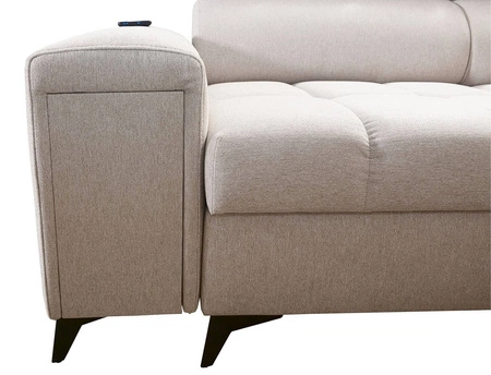 Ecksofa mit Schlaffunktion Bolmso beige rechtes Ecksofa mit zwei Bettkästen praktische Schublade in der Seite des Möbels