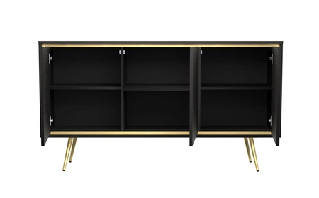 Möbelset Nevea schwarz graphit Elegante Wohnzimmermöbel mit unverwechselbaren Farben Grifflose Elemente mit Designkanten bereichert