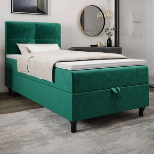 Boxspringbett Melba 120x200 flaschengrün Bett im modernen skandinavischen Stil mit gepolstertem Kopfteil Bett mit Staukasten