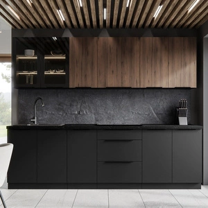 Brianza Küchenmöbel-Set / Schwarz 260 cm Metallkantengriffe Schränke sehen in modernen Interieurs großartig aus