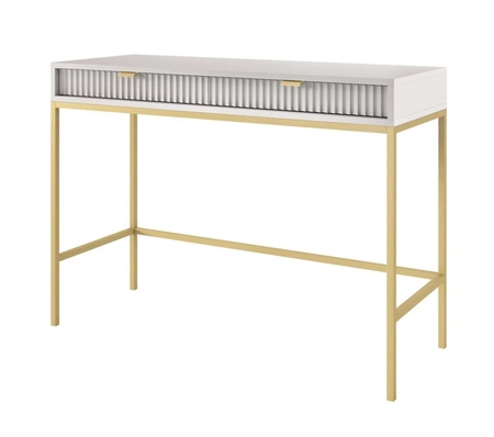 Konsolentisch Lovro grau mit Schubladen ein stilvolles und funktionelles Möbelstück für den Flur, das Wohnzimmer oder das Büro, goldfarbener Rahmen