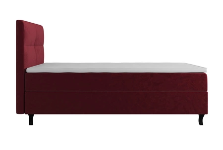 Boxspringbett Melba 90x200 dunkelrot Bett im modernen skandinavischen Stil mit gepolstertem Kopfteil Bett mit Staukasten