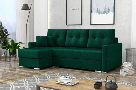 Ecksofa mit Schlaffunktion Neron bottle green linke Seite garantiert höchsten Komfort und Funktionalität