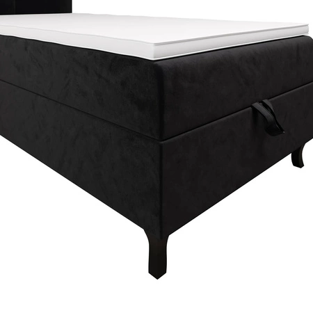 Boxspringbett Melba 90x200 graphit Bett im modernen skandinavischen Stil mit gepolstertem Kopfteil Bett mit Staukasten