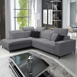 Ecksofa mit Schlaffunktion Kelly Sleek VII grau linksseitig geflochtenes bequemes und funktionelles Ecksofa für das Wohnzimmer