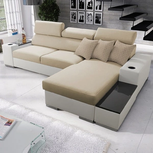 Ecksofa mit Schlaffunktion Provo creme / weiß rechtes Ecksofa mit Bettkasten und Funktionserweiterung
