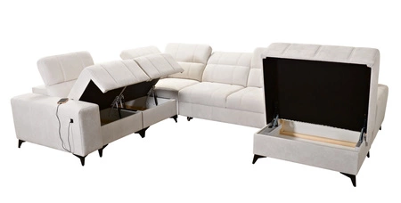 Ecksofa mit Schlaffunktion Penejos VIII creme rechts stilvolles Ecksofabett aus strapazierfähigem Stoff