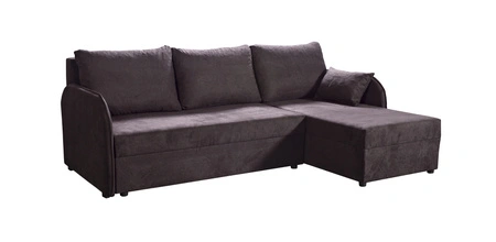 Ecksofa mit Schlaffunktion Orsa schwarz Universal Ecksofa mit interessantem Design strapazierfähiger Veloursstoff