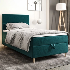 Boxspringbett Bing 100x200 türkis im modernen skandinavischen Stil mit gepolstertem Kopfteil Bett mit Staukasten