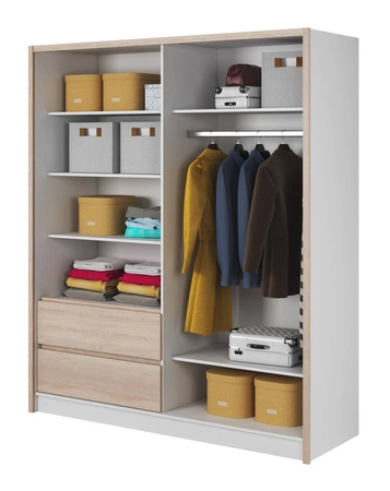 Schiebeschrank Cento 184 cm weiß / Eiche sonoma modernes Design Kleiderschrank ideal für Schlafzimmer Kleiderschrank oder Flur