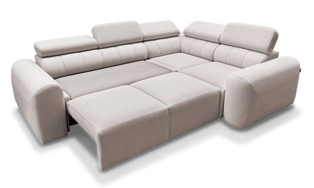 Ecksofa mit Schlaffunktion Cantare II Lux beige rechtsseitiges Komfort-Ecksofa für das Wohnzimmer mit erhöhtem Fußteil weicher Stoff