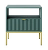 Lovro Nachttisch mit Schublade pastellgrün geschmackvolles geriffeltes Dekor idealer Schlafzimmerschrank goldenes Metallzubehör