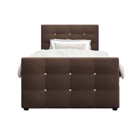 Boxspringbett Kansas 100x200 braun Bett im modernen skandinavischen Stil mit gepolstertem Kopf- und Fußteil