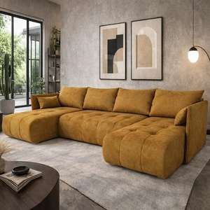 Ecksofa mit Schlaffunktion Selva U Honig interessant präsentiert Ecksofa für Wohnzimmer Samtstoff mit eleganter Struktur