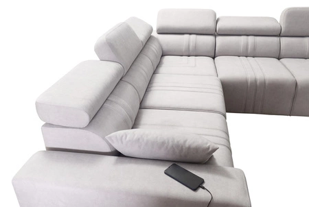 Ecksofa mit Schlaffunktion Castel III graphit links Ecksofa mit zwei Bettkästen verstellbare Kopfstützen