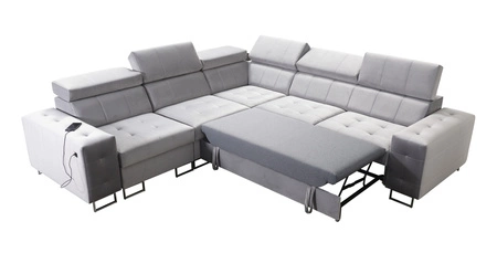 Ecksofa mit Schlaffunktion Hampton III sea links komfortables Ecksofa aus glattem und weichem Samtstoff