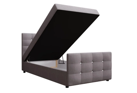 Boxspringbett Kansas 100x200 grau Bett im modernen skandinavischen Stil mit gepolstertem Kopf- und Fußteil