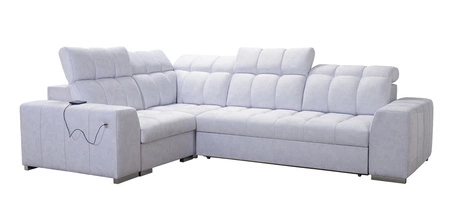 Ecksofa mit Schlaffunktion Luigi II beige / weiß linkes Ecksofa mit Bettkasten für den täglichen Liegekomfort